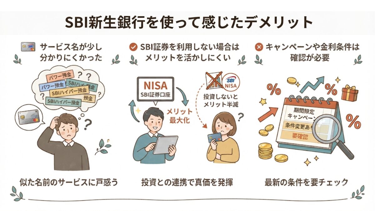 図解|SBI新生銀行を使って感じたデメリット
